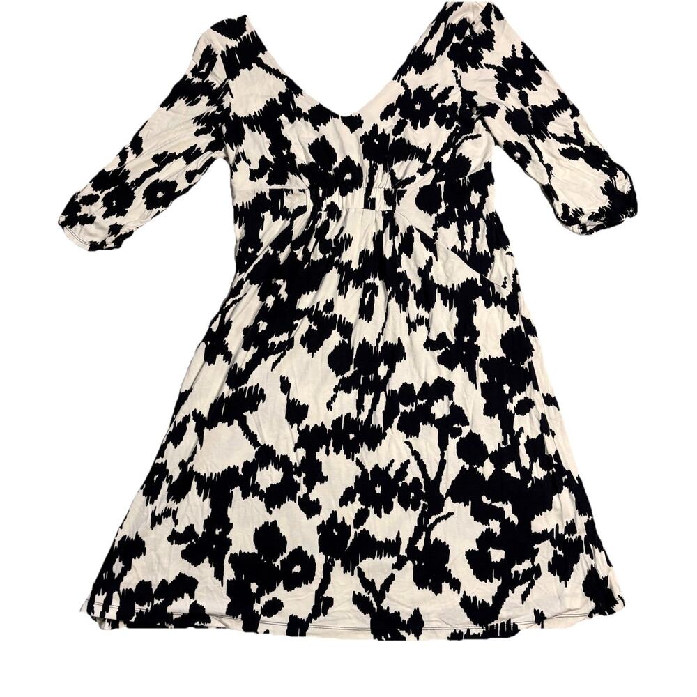 CAbi White With Black Print Everybody Ikat Scoop Midi Dress XL Style #110